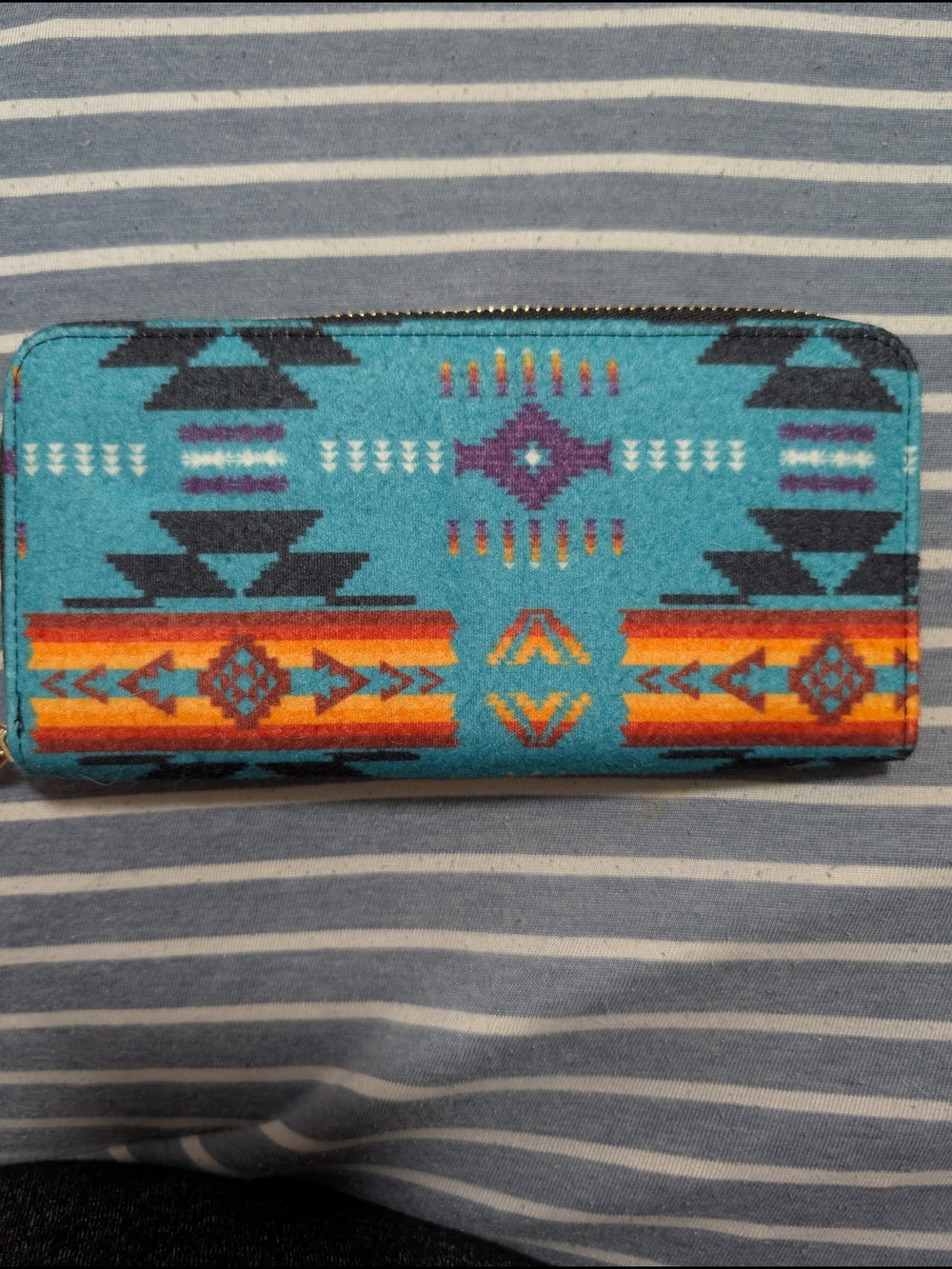 Turquoise Aztec Pattern Zip Wallet